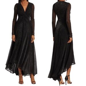NWT Talbot Runhof Black Silver Metallic Twisted Gown Formal Occasion Sz 8 $2150